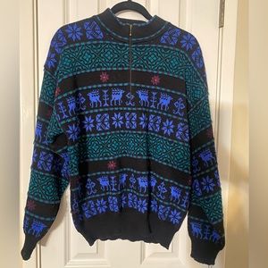 Vintage Demetre  1/4 zip ski sweater, acrylic/wool blend. L